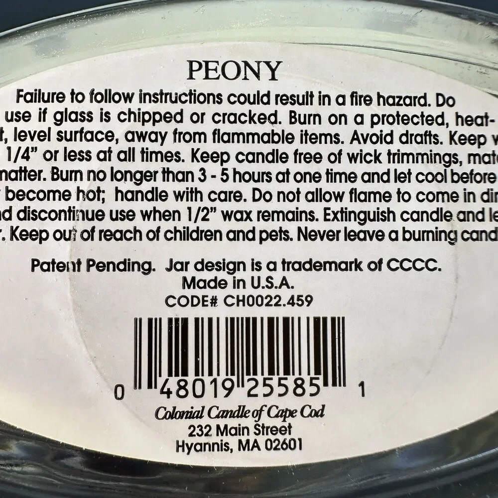 onial Candle Peony Floral Lid Glass Jar Candle Container USA - Picture 10 of 10